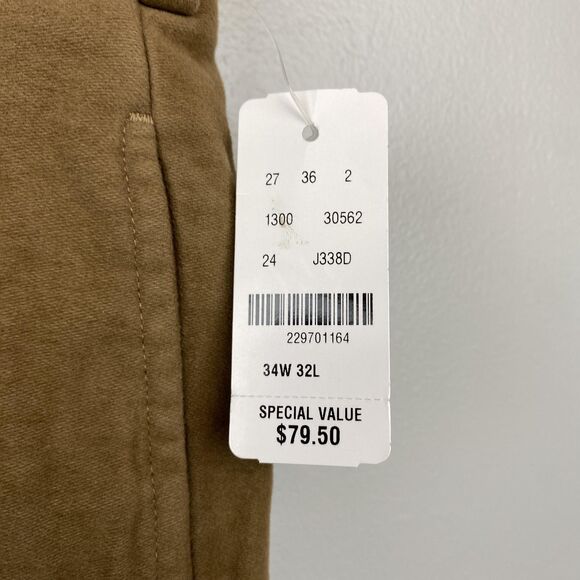 Brooks Brothers 346 Pants Mens 34x32 Brown Flat Front Dress‎ Chino 100% Cotton - Picture 3 of 13